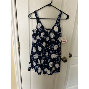 Women’s Croft&Barrow sz 14 Navy, Rose Swimwear TUMMY SLIMMER